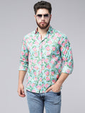 SAGE CART #8882 Blue-Pink Floral Shirt for Men