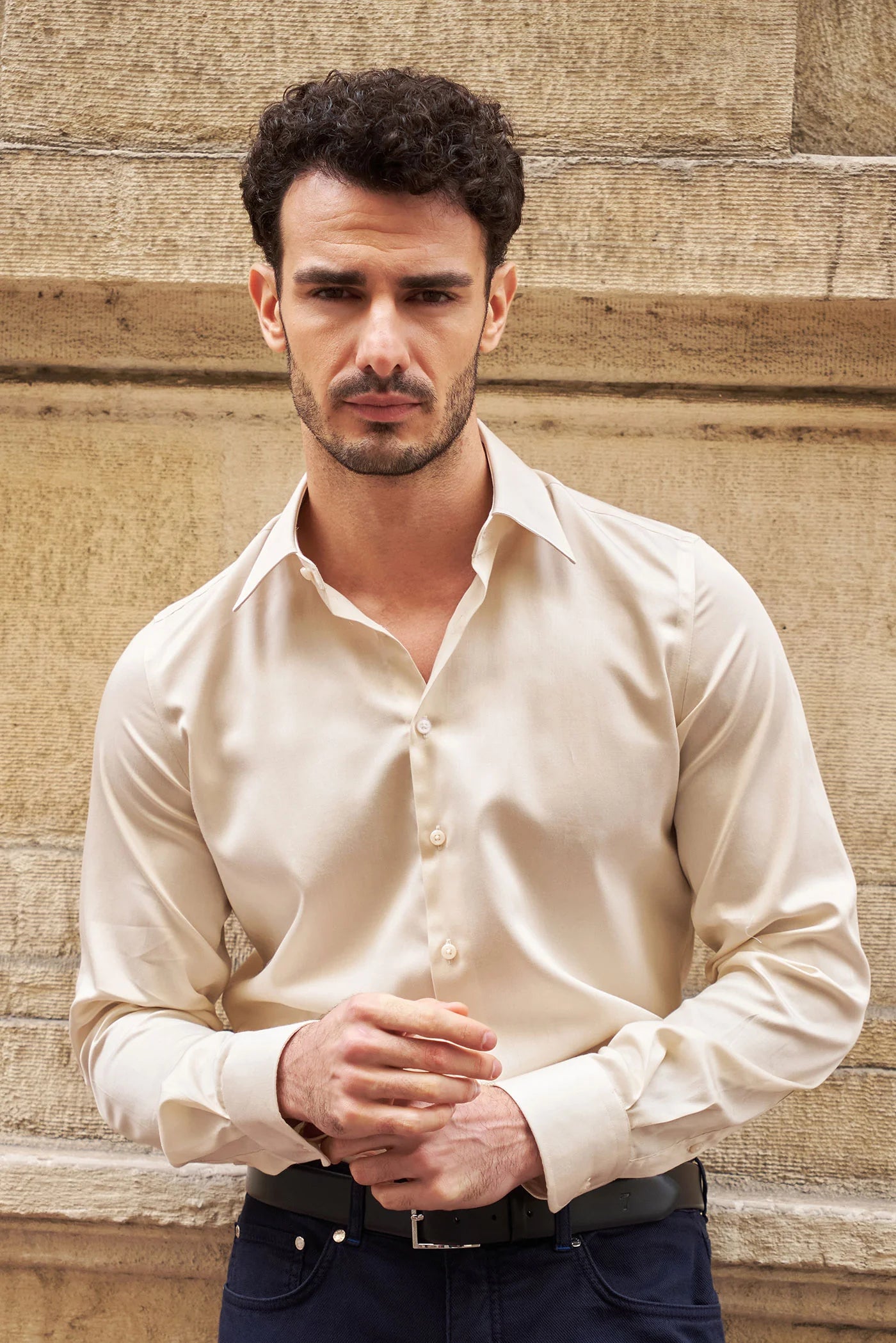 SAGE CART# 88818 Romeo Essentials Satin Man Shirt Champagne