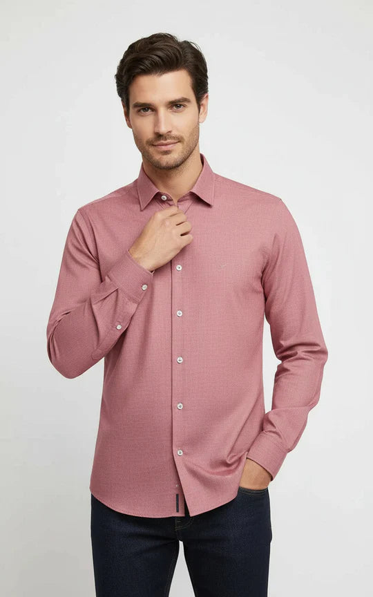 SAGE CART# 88820 Plain Slim Fit Long Sleeves Salmon Color Men Shirt - Wessi