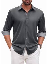 SAGE CART# 88823 sogami Mens Long Sleeve Stretch Dress Shirts Casual Button Down Shirt