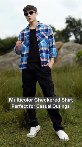 SAGE CART#88819 CAMPUS SUTRA Men Regular Fit Checkered Spread Collar Casual Shirt